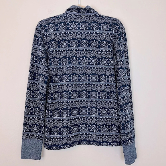Kavu Lopez Fair Isle Snowflake Henley Quarter Pullover Sweater Top Navy Small - Picture 3 of 4